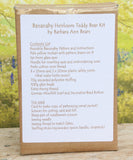 The Bananaby teddy bear kit comes in a nice box with a label on the back listing the contents and the things you need yourself to make your Bananaby teddy bear