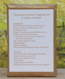 the back of the Clementine Teddy Bear Kit box, the sticker on it lists the contents and the things you need to make your Clementine teddy bear