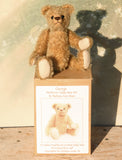 George Traditional Mohair Heirloom Teddy Bear Kit. A jointed teddy bear kit by Make A Teddy to make a 10 inch (25 cm) teddy bear. George is a very sweet teddy bear, he's straightforward to make, not too big or too small, and suitable for beginners. We have created this kit with everything you need including the stuffing and pellets, you just need scissors and a few things you will have at home.