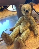 Slim Tim Tittlemouse Traditional Mohair Heirloom Teddy Bear Kit. A jointed teddy bear kit by Make A Teddy to make a 11 inch (28 cm) teddy bear. This traditional mohair jointed teddy bear kit is for Slim Tim Tittlemouse, a tatty, antique looking style bear , 11”/28 cm approx, for someone who has some sewing experience.