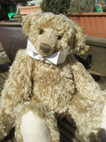 The Augustus Teddy Bear pattern makes a large, classical, traditional mohair Barbara-Ann Bear about 22 inches (55cm) tall.  A teddy bear sewing pattern to make a large, elegant, traditional mohair artist teddy bear with a centre seam in his head gusset, a long snout, a hump and long arms and legs