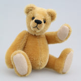 Cookie is a sweet, little, old-fashioned Barbara-Ann Bear, Cookie is about 7 inches/ 18 cm tall, he has been designed to suit both beginners and experienced teddy bear makers. Cookie is one of our smallest teddy bear patterns, it makes a bear that is quite traditional and small enough to sit in your hand.   We've used this pattern twice so far, once in very short mohair and then in crushed velvet, we think he suits mohairs between 4 and 15mm best