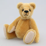 Cookie is a sweet, little, old-fashioned Barbara-Ann Bear, Cookie is about 7 inches/ 18 cm tall, he has been designed to suit both beginners and experienced teddy bear makers. Cookie is one of our smallest teddy bear patterns, it makes a bear that is quite traditional and small enough to sit in your hand.   We've used this pattern twice so far, once in very short mohair and then in crushed velvet, we think he suits mohairs between 4 and 15mm best