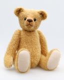 The Francis Teddy Bear pattern makes a sweet traditional Barbara-Ann Bear about 14 inches (36 cm) tall. This is our newest teddy bear sewing pattern, we've made one bear in our 9mm Golden Corn mohair and one bear in velvet and we think they look very sweet. You could use slightly longer mohair or you could make him using other fabric, as a memory bear for example.