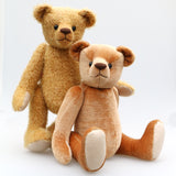 The Francis Teddy Bear pattern makes a sweet traditional Barbara-Ann Bear about 14 inches (36 cm) tall. This is our newest teddy bear sewing pattern, we've made one bear in our 9mm Golden Corn mohair and one bear in velvet and we think they look very sweet. You could use slightly longer mohair or you could make him using other fabric, as a memory bear for example.