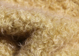 Mustard Seed, 24 mm (nearly one inch) blond, dense, distressed mohair/viscose mix for teddy bears Mustard Seed is a little different from our other materials, the pile is a mixture of mohair and viscose giving it a slight lustre. It has an intensely distressed tangled, blond pile which is 24 mm (nearly) 1 inch long. It's a great colour and texture for medium and large traditional teddy bears, it's quite a 'happy'teddy bear' colour, a good colour for making happy teddy bears.