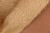 Peanut Relish 12 mm quite sparse, distressed (ratinee) mohair for teddy bears with a caramel pile and pale tan backing This has a moderately short, distressed, fairy sparse, caramel gold (quite like a peanut's colour) pile and a pale tan backing, which helps make your bear's face stand out.  It's a great colour for smaller traditional teddy bears, or larger bears that you want to look old and loved.