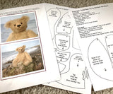 Part of the Brannigan kit instructions and pattern.
Brannigan Mohair Teddy Bear Kit. A jointed teddy bear kit by Make A Teddy to make an 8.5 inch/22 cm teddy bear.
We have created this kit with everything you need with lovely beige German mohair, apart from scissors and a few things you will have at home. The instructions are thorough and illustrated