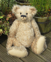 The Chester Teddy Bear pattern makes a large, classical, traditional mohair Barbara-Ann Bear about 21 inches (53cm) tall. 
A teddy bear sewing pattern to make a large, elegant, traditional mohair artist teddy bear with a centre seam in his head gusset, a long snout, a hump and long arms and legs