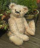 The Chester Teddy Bear pattern makes a large, classical, traditional mohair Barbara-Ann Bear about 21 inches (53cm) tall. 
A teddy bear sewing pattern to make a large, elegant, traditional mohair artist teddy bear with a centre seam in his head gusset, a long snout, a hump and long arms and legs