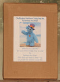 The Chuffington teddy bear kit is nicely packaged in a box and ready for Birthdays or Christmas and we can put in one of our own gift tags and a Birthday or Christmas card from our own drawings for free if you ask us to.