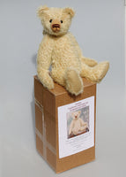 Fosdyke is 14 inches/36 cm tall and is made from golden German mohair, the kit contains everything you need and comes in a presentation box