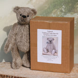 Frederick Traditional Mohair Heirloom Teddy Bear Kit. A jointed teddy bear kit suitable for a beginner by Make A Teddy to make a 15 inch (38 cm) teddy bear. Frederick is a very sweet teddy bear, he's quite easy to make and beginners have made him quite successfully. The kit comes in a box, suitable as a gift.