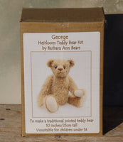 George Traditional Mohair Heirloom Teddy Bear Kit. A jointed teddy bear kit by Make A Teddy to make a 10 inch (25 cm) teddy bear. George is a very sweet teddy bear, he's straightforward to make, not too big or too small, and suitable for beginners. We have created this kit with everything you need including the stuffing and pellets, you just need scissors and a few things you will have at home.