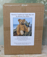 The front of the Harrison teddy bear kit box.
Harrison Traditional Mohair Heirloom Teddy Bear Kit. A jointed teddy bear kit by Make A Teddy to make a 14 inch (35 cm) teddy bear. We have created this kit with everything you need with clear instructions with diagrams, you just need scissors and a few things you will have at home.