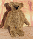 Mainwaring standing up, a bear made from the Mainwaring Mohair Teddy Bear Kit. A jointed teddy bear kit in brown mohair by Make A Teddy to make an 8 inch/20 cm teddy bear.