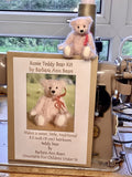 Rosie Teddy Bear Kit by Barbara Ann Bears with a teddy bear on top of a sewing machine.