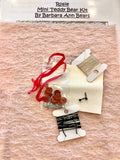 Rosie Mini Teddy Bear Kit by Barbara Ann Bears with materials including pink mohair