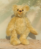 Sandy Teddy Bear Kit by Make A Teddy, showing our Sandy teddy bear in beautiful gold mohair standing up