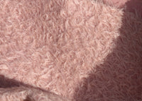 Strawberry Fool 16 mm pink mohair for teddy bears with a beautiful distressed pile.  Strawberry Fool mohair has a wonderful pink distressed pile. The mohair has an old or vintage feel, It's a great colour for smaller traditional teddy bears, or larger bears that you want to look old and loved. 