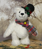 Theo Mohair Heirloom Teddy Bear Kit a jointed teddy bear kit with a hat and scarf by Make A Teddy to make a 6.5 inches/17 cm tall teddy bear ready for Christmas