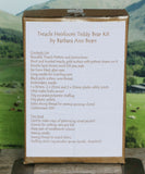 Box of Treadle Heirloom Teddy Bear Kit by Barbara Ann Bears with contents list on a scenic background.