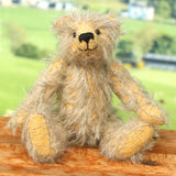 William sitting. William Miniature Mohair Teddy Bear Kit. A jointed teddy bear kit by Make A Teddy to make a 4 inch/10 cm teddy bear.