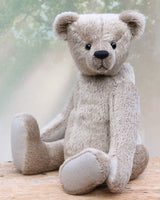 Our Frederick bear in silver grey 9 mm Lasagne mohair by Make A Teddy