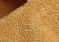 Golden Corn 9 mm quite sparse, straight pile, Steiff Schulte mohair for teddy bears with a bright gold pile and pale tan backing.t's a great colour for smaller traditional teddy bears, or larger bears that you want to look old and loved. We know several teddy bear makers who use this mohair to make teddy bears with a really aged distressed feel, maybe because it's such a good 'teddy bear gold' it's a good starting point for making a bear look old.