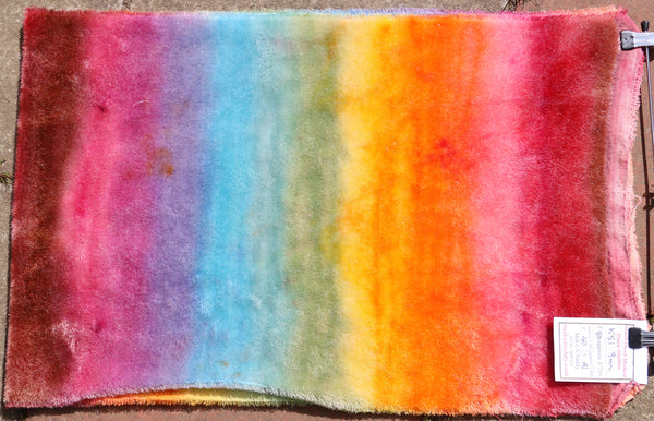 Piece K51 hand dyed mohair for teddy bears with a 9mm straight pile in bright happy rainbow colours by Make A Teddy
