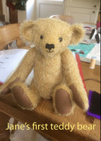 We've included a photo that Jane kindly sent to us of her first teddy bear made from this kit which shows you that a beginner can make a beautiful teddy bear from it.