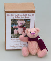 Lilly Pilly Mohair Teddy Bear Kit. A jointed teddy bear kit by Make A Teddy to make a 7.5 inch/19 cm teddy bear. We have created this kit with everything you need apart from scissors and a few things you will have at home. The instructions are thorough but we are on hand for extra support by phone