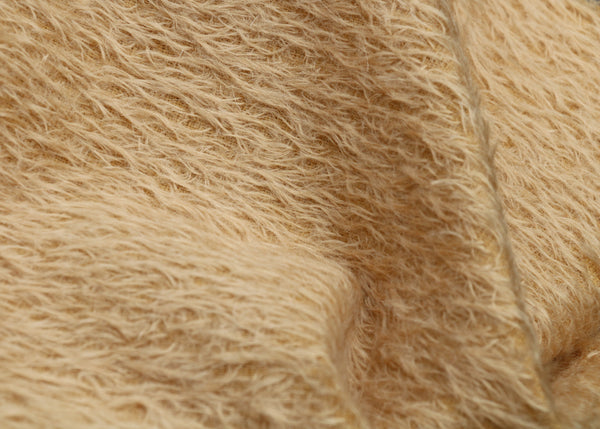 Shortcake 12 mm beige ratinee teddy bear mohair fabric by Make A Teddy